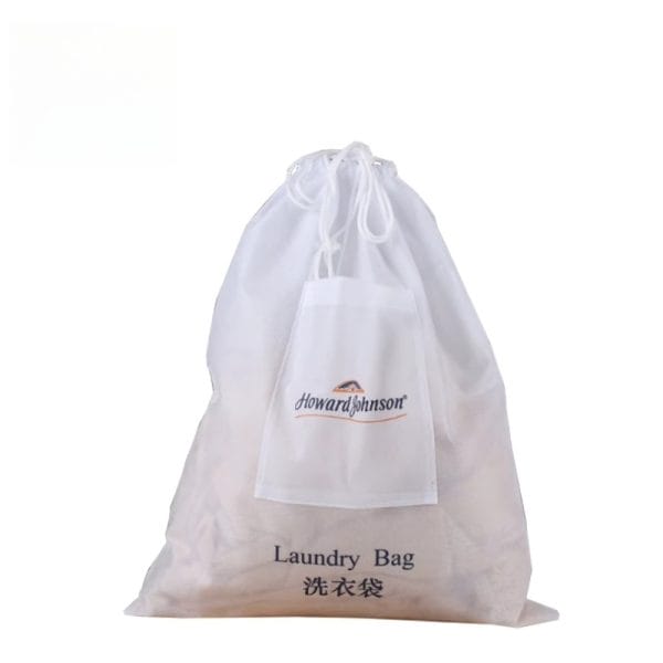 Eco-Friendly Laundry Bag with drawstring closure, PE+straw starch material for Maldives resorts