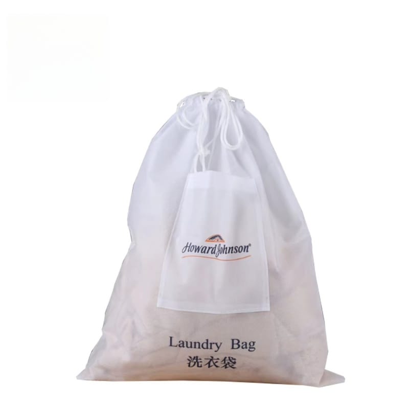 Eco-Friendly Laundry Bag with drawstring closure, PE+straw starch material for Maldives resorts