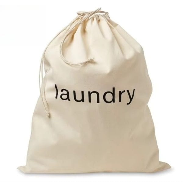 Gold-embroidered laundry bag for Dubai luxury hotels, foldable and odor-resistant