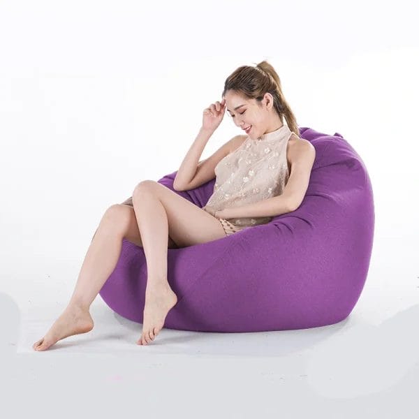 12 stacked navy bean bags in back-of-house at Conrad Maldives storage
