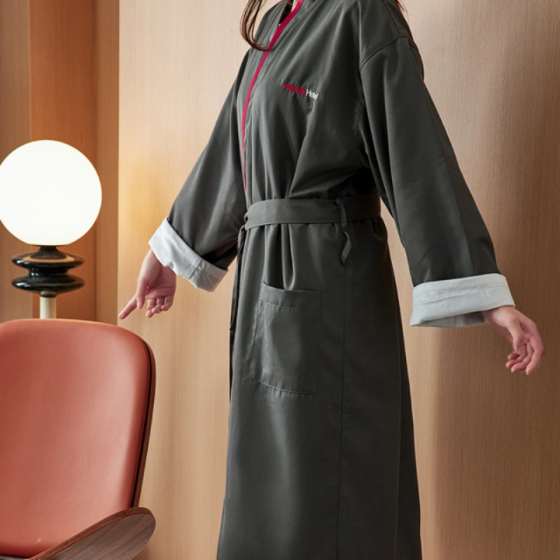 1700g XXL size Luxury Double Layer Hotel Bathrobe draped for full coverage comfort.