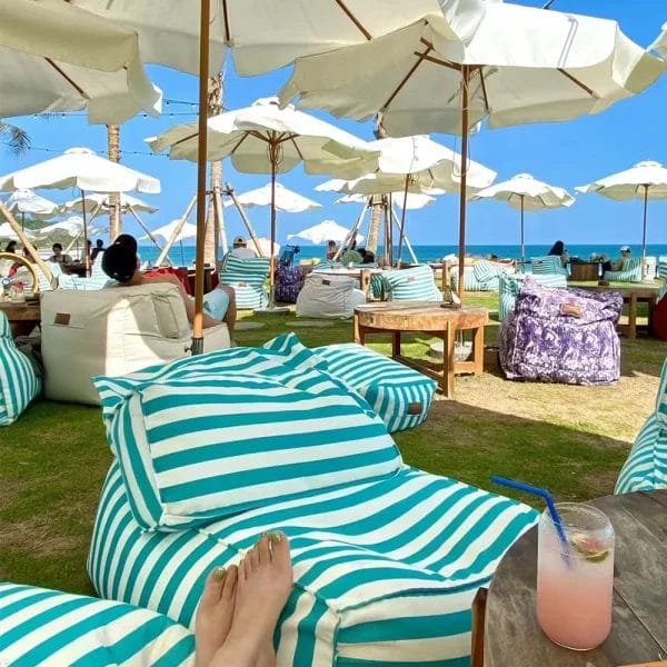 Sustainable Hotel Beach Bean Bag at Six Senses | Recycled EPP Beads & Organic Cotton