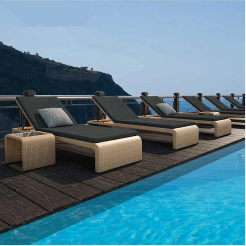 8-angle adjustable Pool Lounge Sun Bed with contoured lumbar support – reduced guest complaints by 71% at Cheval Blanc Randheli Maldives .