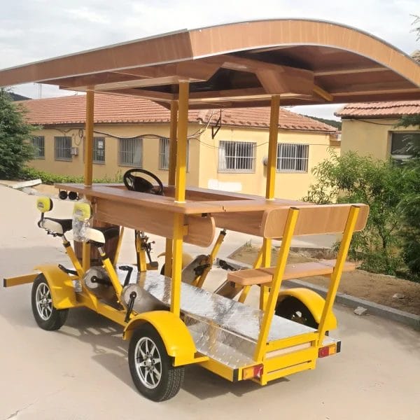 Party Bike Beer Bikes with its waterproof roof, protecting passengers from sun or rain.