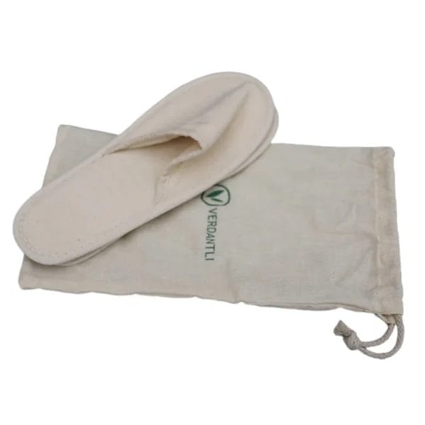 Gold-embroidered custom logo on Eco Friendly Biodegradable Hotel Slippers for Emirates Palace Abu Dhabi.