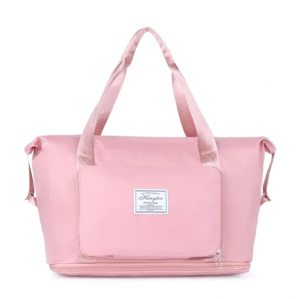 The Foldable & Expandable Travel Bag shown in its compact, folded block form for easy storage.