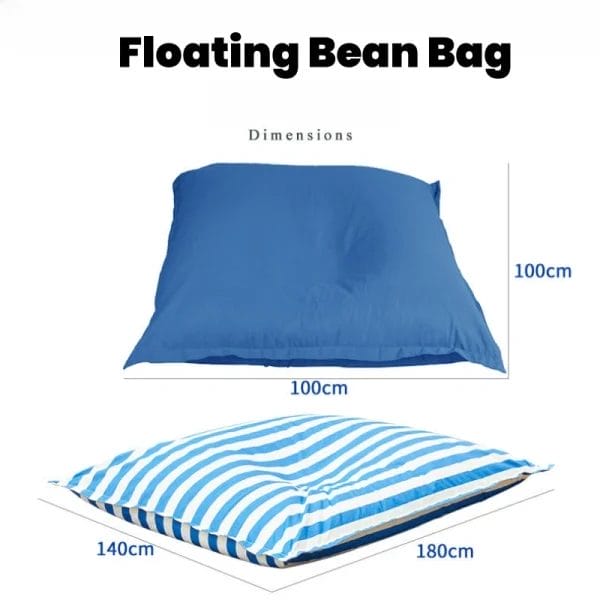 Recycled-fill Floating Pool Bean Bag in carbon-neutral pool at North Island Seychelles.