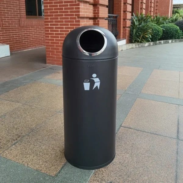 Hotel Outdoor Bins positioned discreetly at a grand hotel entrance, enhancing aesthetic.