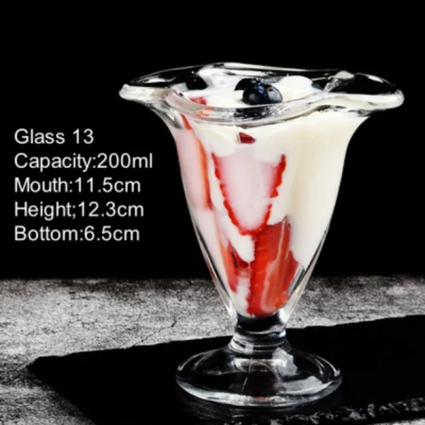 Classic footed dessert glass ice cream glass for elegant dessert presentation.