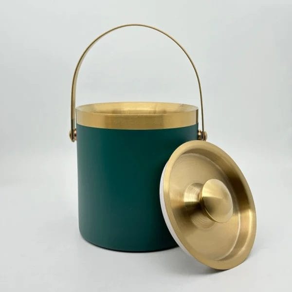 Rubber-grip base stabilizing Elegant Double Wall Insulated Ice Buckets for Parties Cocktail Bar on yacht decks.