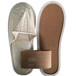 Anti-skid cork sole for Eco Friendly Biodegradable Hotel Slippers on wet marble at Burj Al Arab.