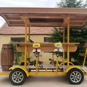 Party Bike Beer Bikes navigating an urban street or resort pathway, demonstrating its versatility for tours and events.