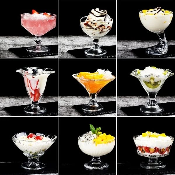 Perfect presentation of ice cream in a clear dessert glass ice cream glass.