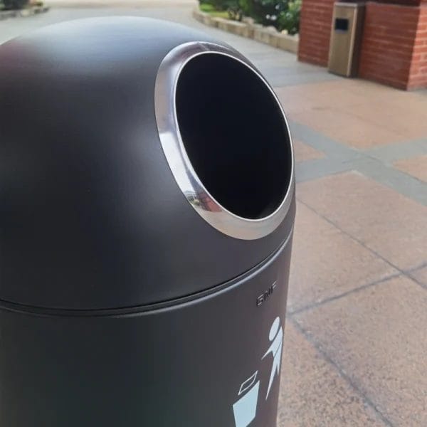 Hotel Outdoor Bins placed hygienically in a clean poolside leisure area.