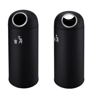 A modern, sleek Hotel Outdoor Bins with a durable powder-coated finish for hotel exteriors.