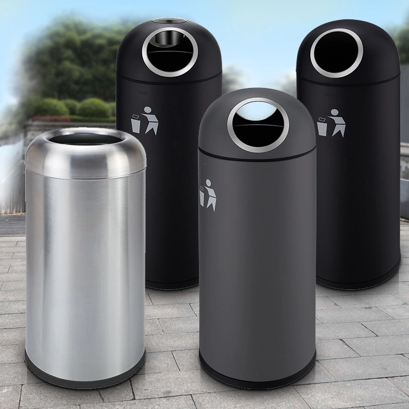 Close-up of the Hotel Outdoor Bins base with a protective rubber ring for stability and floor protection.