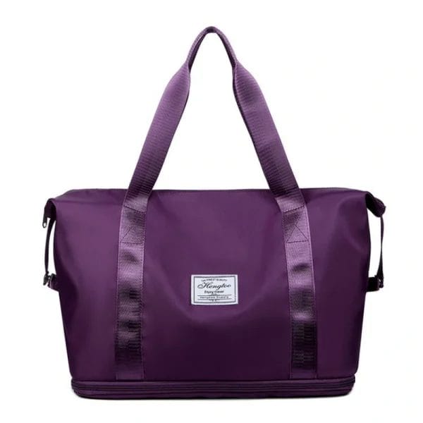 Foldable & Expandable Travel Bag being used in various scenarios like gym, shopping, or weekend trip.