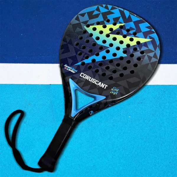 A collection of different paddle racket models, designed to suit players from beginners to advanced skill levels.