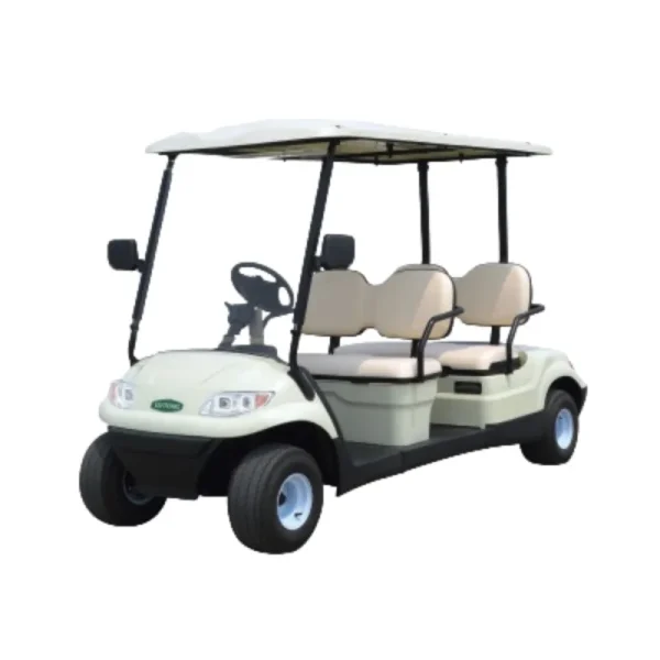 An overhead shot of the Electric Golf Cart making a sharp turn, showcasing its compact size and tight turning radius.