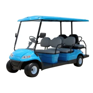 A low-angle look at the robust chassis of the Electric Golf Cart Club Buggy, emphasizing its durability and stable design.