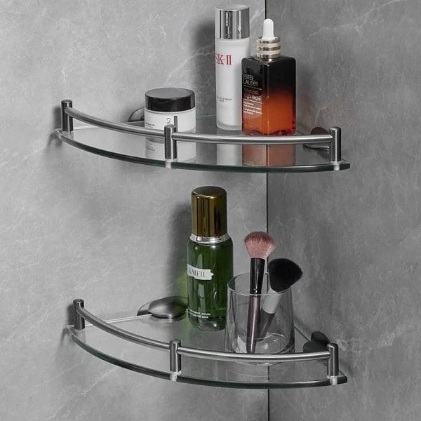 The Shower Caddy Bathroom Shelf package with all hardware included for easy punch-hole installation on any wall.