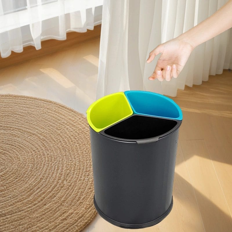 A sleek and elegant set of Guestroom Waste bins in a modern hotel room, complementing the decor.