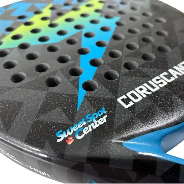 A person's hand holding the handle of a paddle racket with a comfortable and ergonomic grip, highlighting its vibration dampening.