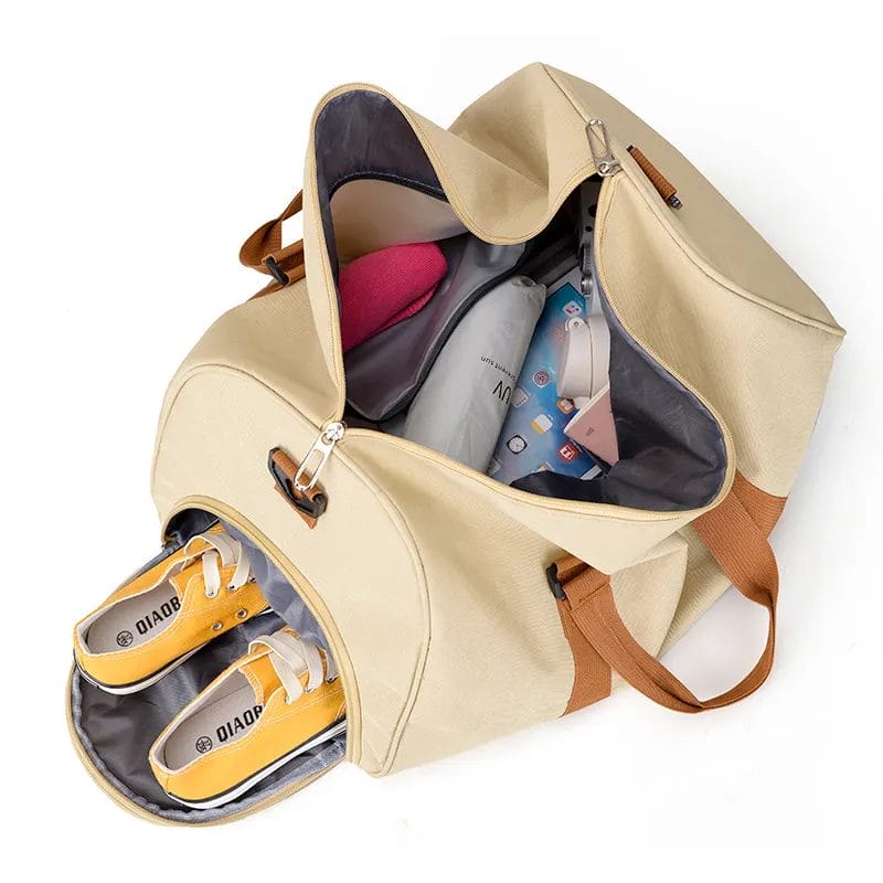 The Travel Bags Duffel Bag folded neatly for compact storage when not in use.