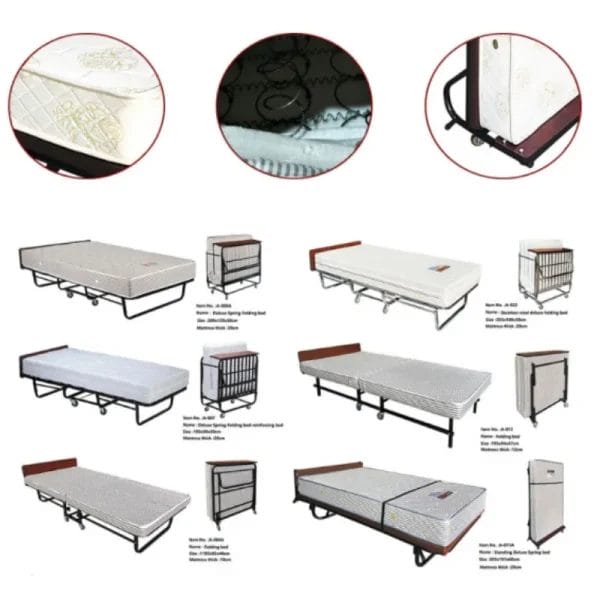 The Rollaway Fold Bed extra bed fully unfolded and made up, ready for a guest to sleep in.