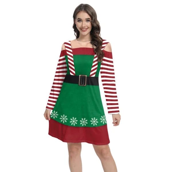 The Christmas Dress Festive Dress in an elegant, deep jewel-toned green color.