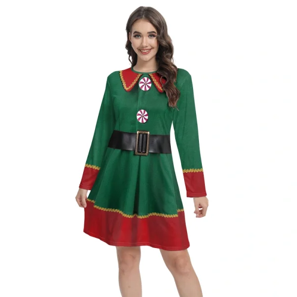The Christmas Dress Festive Dress in a vibrant traditional red color option, capturing a classic holiday look.