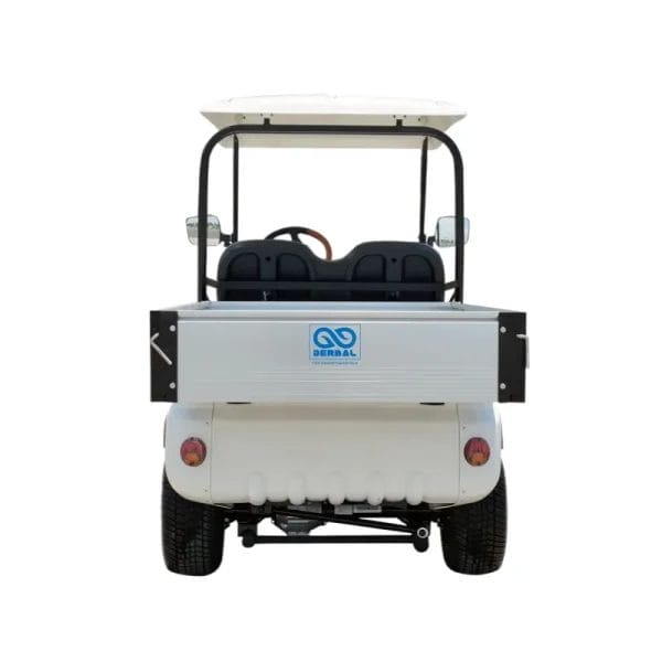 A wide view of the spacious cargo box on the Electric Cargo Car, showcasing its large capacity for luggage and supplies.