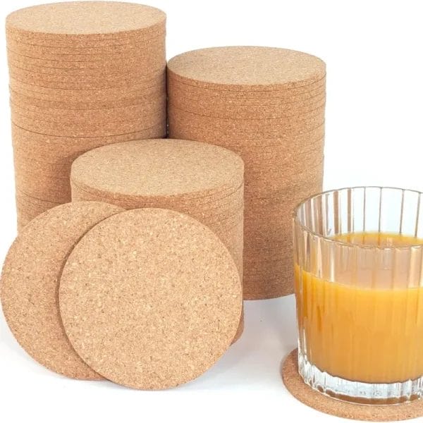 A close-up of a Cork Coasters with a custom logo and design precisely laser-engraved on its surface.