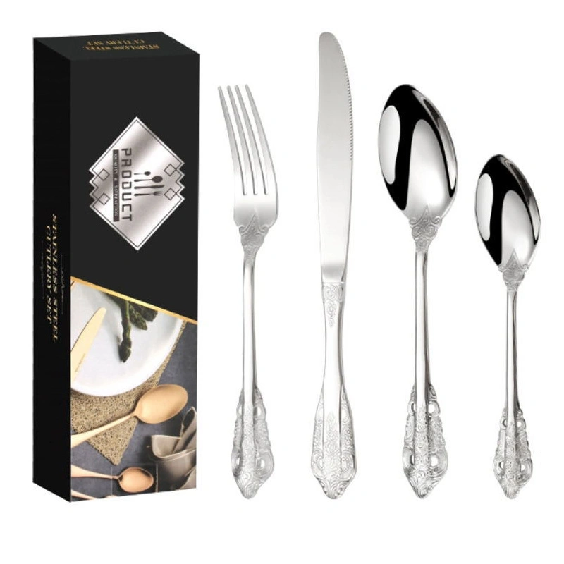 The Retro Royal Silverware Set Stainless Steel Cutlery beautifully packaged in a portable chest gift box.