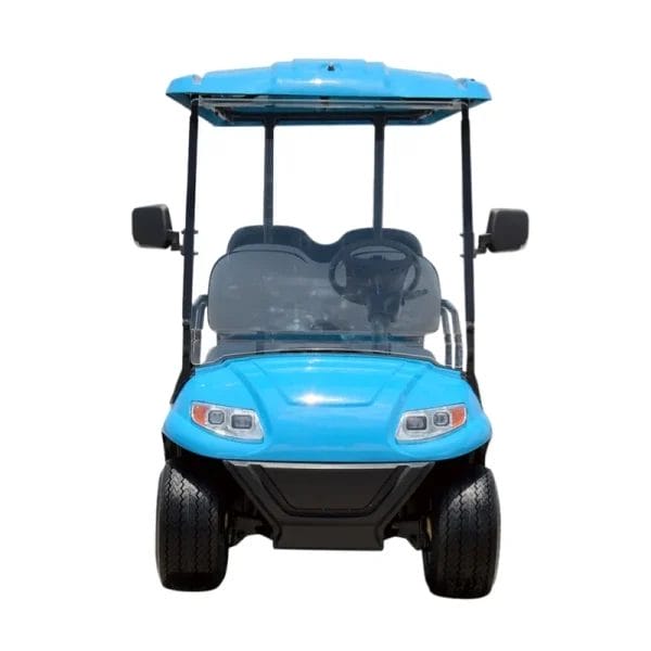 The Electric Golf Cart Club Buggy navigating a sharp turn, showcasing its impressive turning radius and compact design.