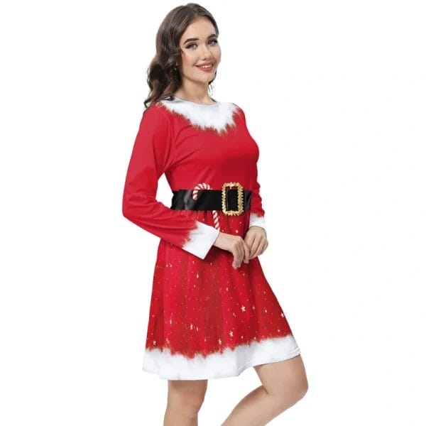 A model wearing the Christmas Dress Festive Dress styled for a modern holiday party.