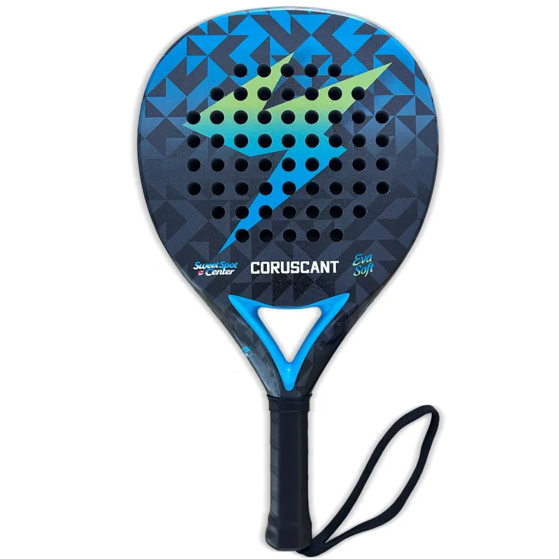 A close-up of the rough surface texture on a paddle racket, designed for enhanced grip and spin on the ball.