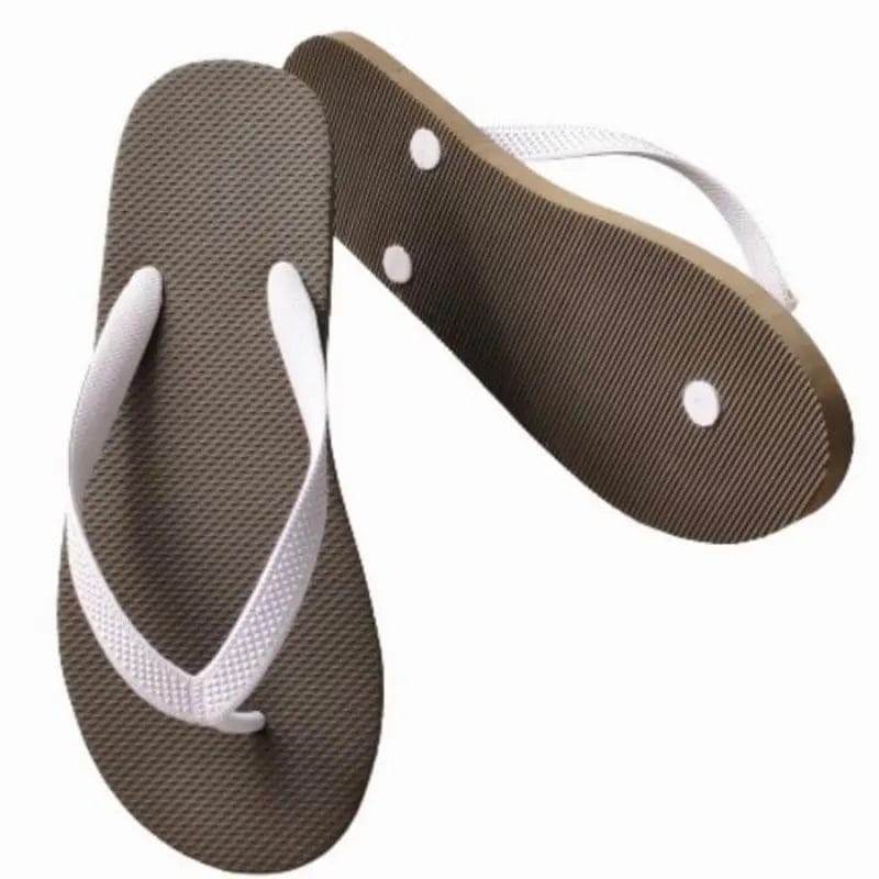 A pair of Outdoor Beach Flip Flops Cheap Slippers placed neatly by a hotel pool, showcasing their ideal application for leisure.