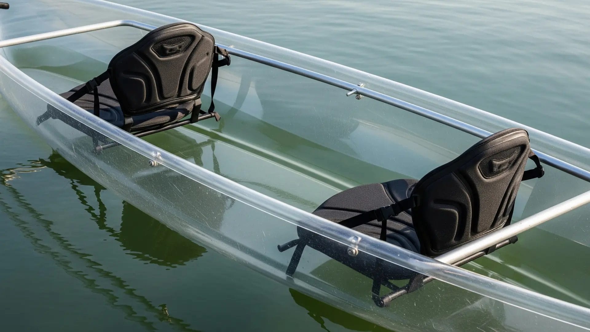 Close-Up of High-Quality Transparent Kayak Crystal Canoe Seating