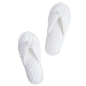 An image of a Waffle Slippers with a hotel's logo elegantly embroidered on the top, highlighting customization for brand identity.