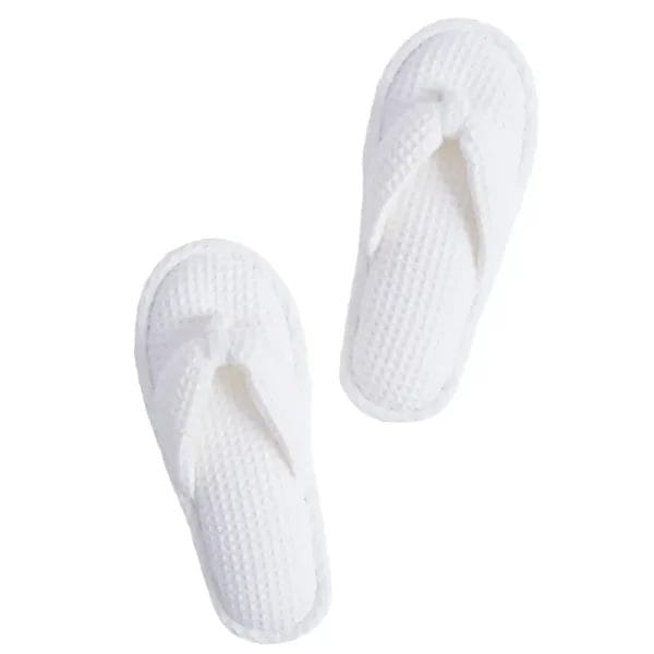 An image of a Waffle Slippers with a hotel's logo elegantly embroidered on the top, highlighting customization for brand identity.