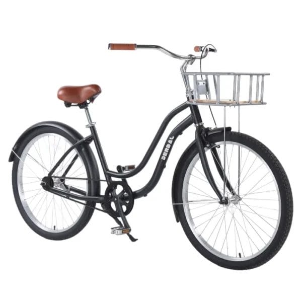 A happy couple riding Coast Cruiser Hotel Bicycles along a scenic, palm-lined resort pathway, demonstrating the ideal guest experience.