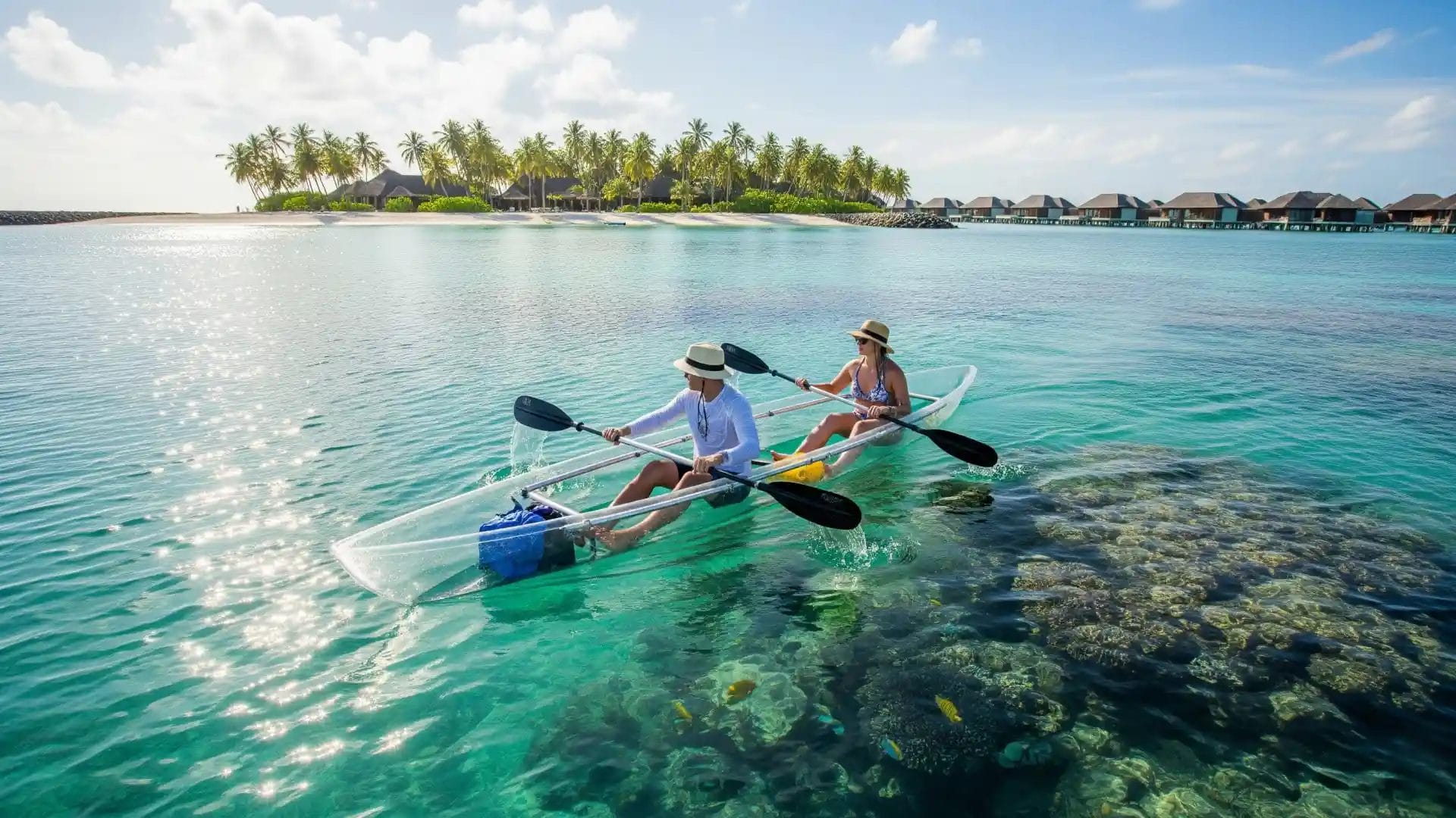 Guests Enjoying a Transparent Kayak Crystal Canoe Adventure