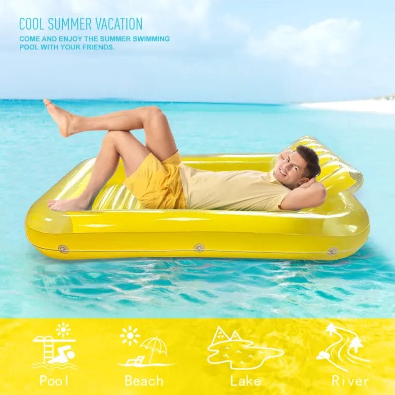 The practical, built-in side pocket of the Inflatable Pool Float Lounger, shown securely holding a beverage for ultimate poolside convenience.