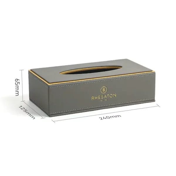 An image demonstrating the functional interior compartments of the PU Leather Hotel Amenities Box tea caddy, filled with various tea bags and sugar packets.