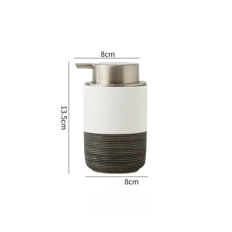 A high-quality, white ceramic Foaming Soap Dispenser with a vertical embossed pattern and a polished chrome pump, shown against a clean, neutral background.