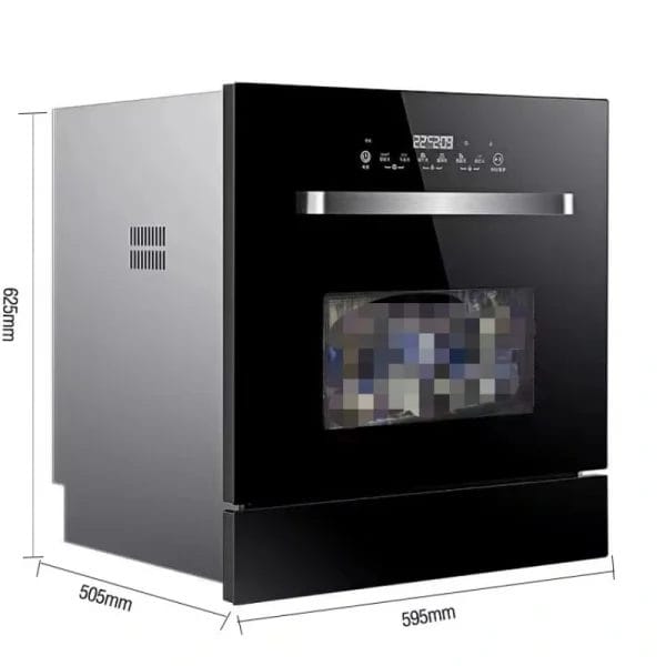 A view inside the commercial Hotel Dishwasher, highlighting the mirror-polished 304 stainless steel inner liner material.