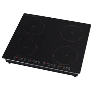 An internal view or conceptual image showing the Pure copper coils beneath the induction cooktops, illustrating efficient heating technology.