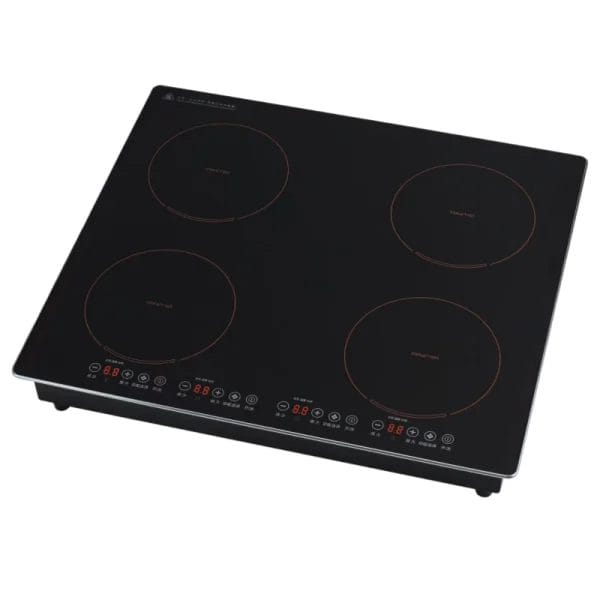 An internal view or conceptual image showing the Pure copper coils beneath the induction cooktops, illustrating efficient heating technology.