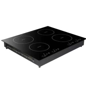 The 2 burner induction cooktops seamlessly embedded mounting into a countertop, with the Dual-touch control mode visible for intuitive operation.